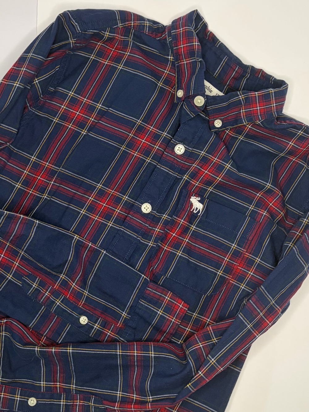 Abercrombie Kids Boys Blue Red Plaid Button Down Shirt Size 13/14